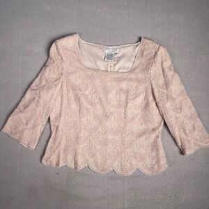 Adrianna‎ Papell Occasions Silk Beaded Embellished Top Party Cocktail Blouse 16